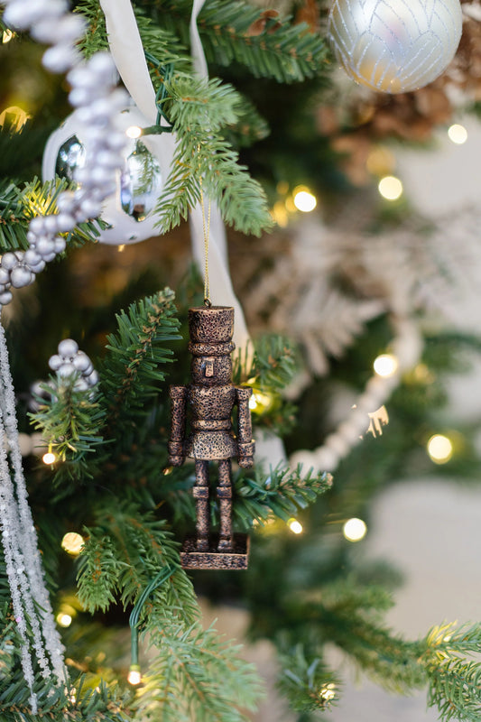 Bronze Nutcracker Glass Ornament Set (6 Pack)